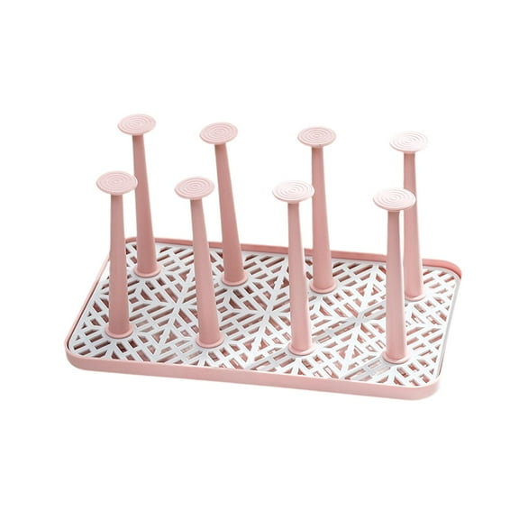 Zxpjkyu Cup Drying Rack Milk Bottle Dry Stand Anti Scratch Drinking Glass Drainer Coffee Pink Small