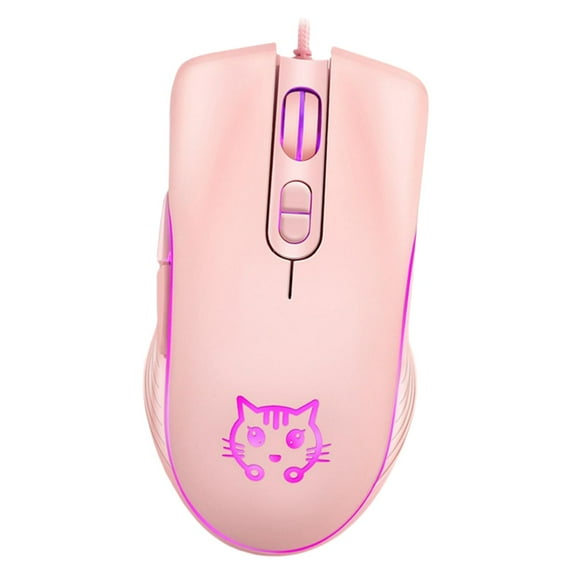 Zxpjkyu Cute K2 Wired Gaming Mouse 7 Backlight Modes Mute LED Ergonomic Optical Mice for Pink