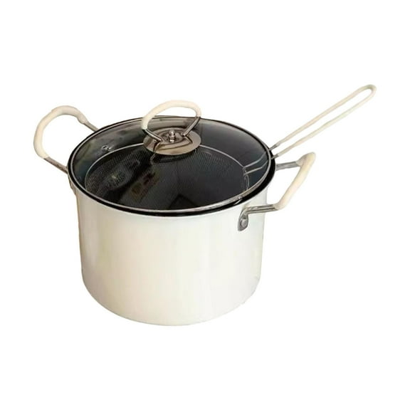 Zxpjkyu Deep Fryer Pot 5.2L Practical with Clear Lid Chicken Fryer Multipurpose Japanese White