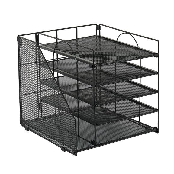 Zxpjkyu Desk File Organizer 5 Tier Desk Accessories Easy Access Desktop Mail Sorter Mesh black
