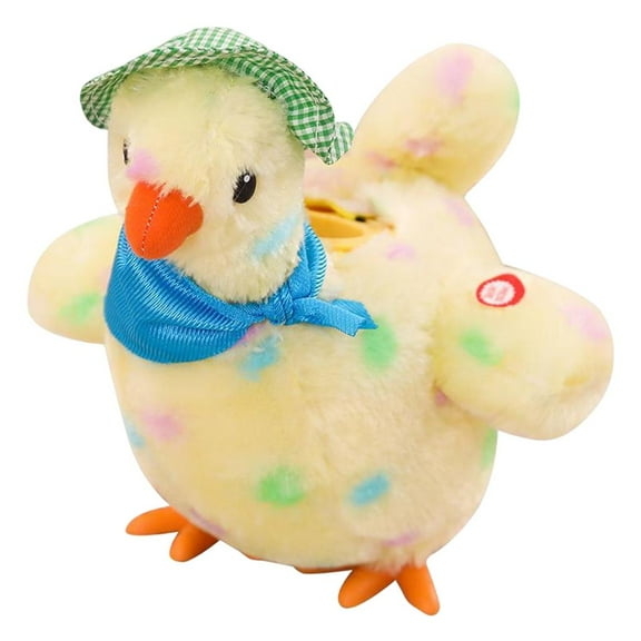Zxpjkyu Electric Chicken Hen Laying Eggs Plush Stuffed Music Interactive Toys Yellow