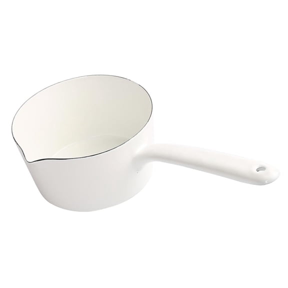 Zxpjkyu Enamel Milk Pan With Handle Boiling Pot Pan Saucepan Kitchen Cookware White