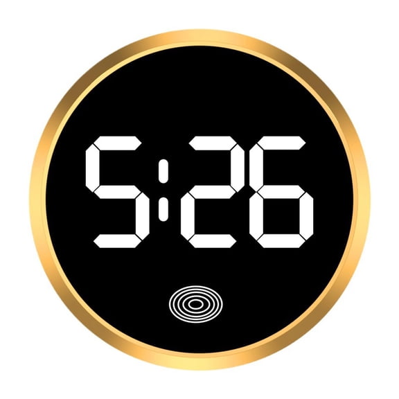 Zxpjkyu Generic Car Dashboard Clock Elegant Touch Activated Round Easy to Read Practical Gold and White
