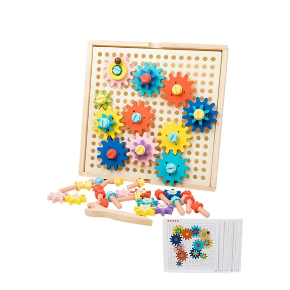 Zxpjkyu Interlocking Gear Set Building Blocks Color Sorting Game Kid's Building Toys for
