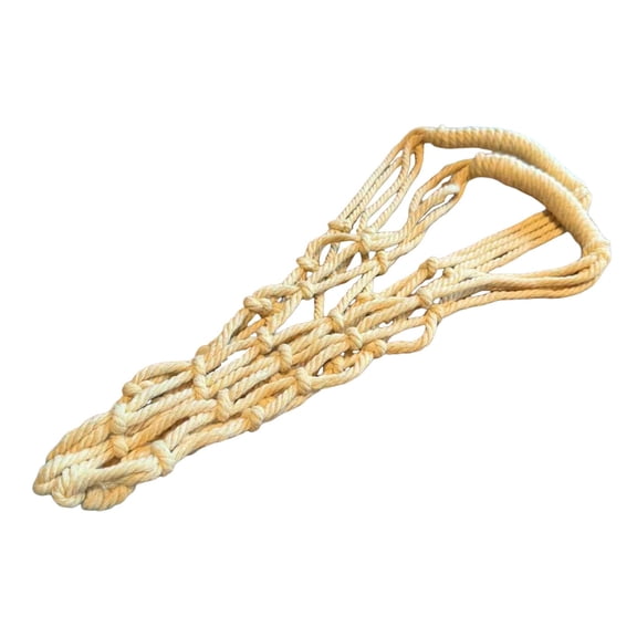 Zxpjkyu Macrame Cup Holder Woven Rope Drink Carrier Elegant with Handle Water Bottle Bag cream yellow