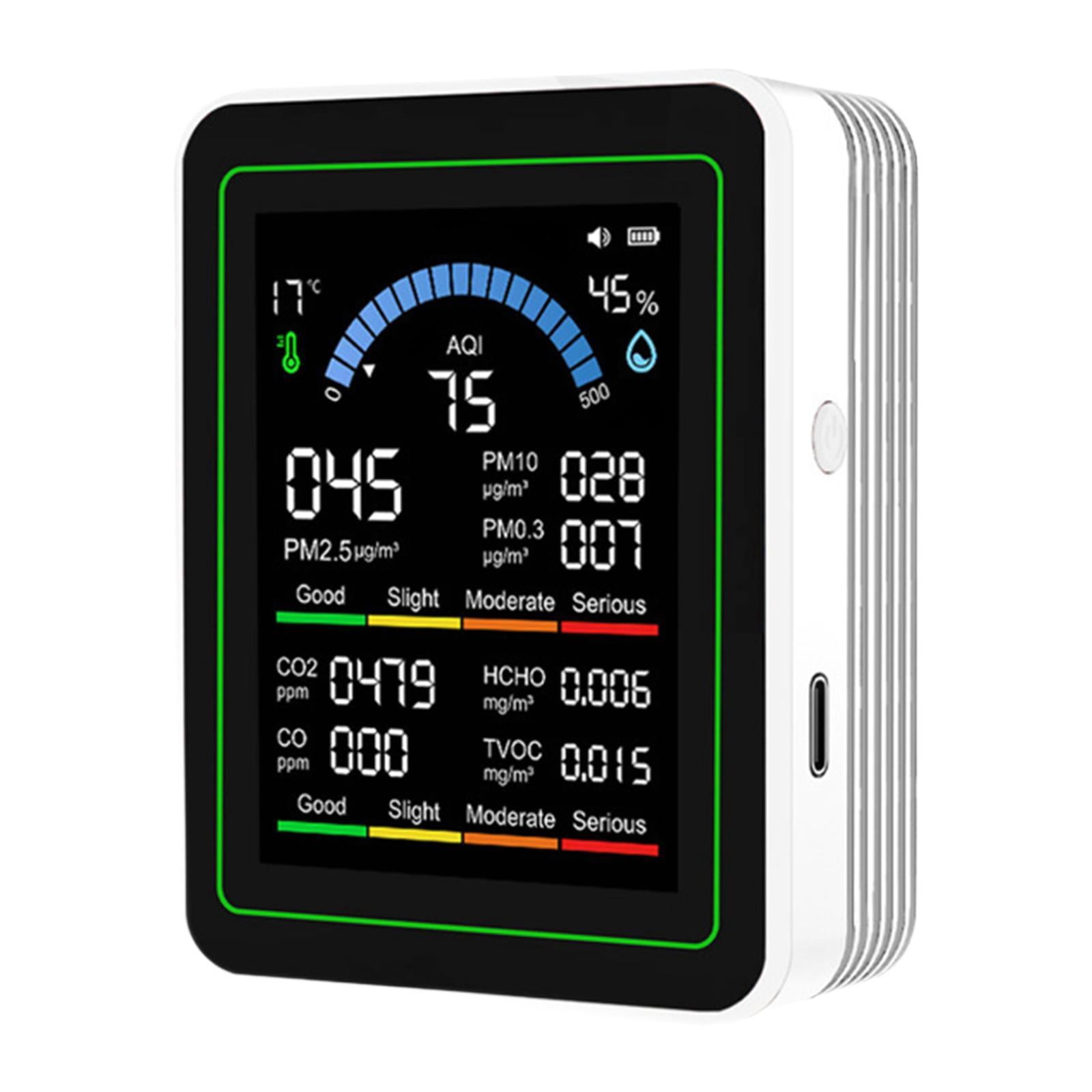 Zxpjkyu Mini Air Quality Meter Professional Air Analyzer for Greenhouse School House White