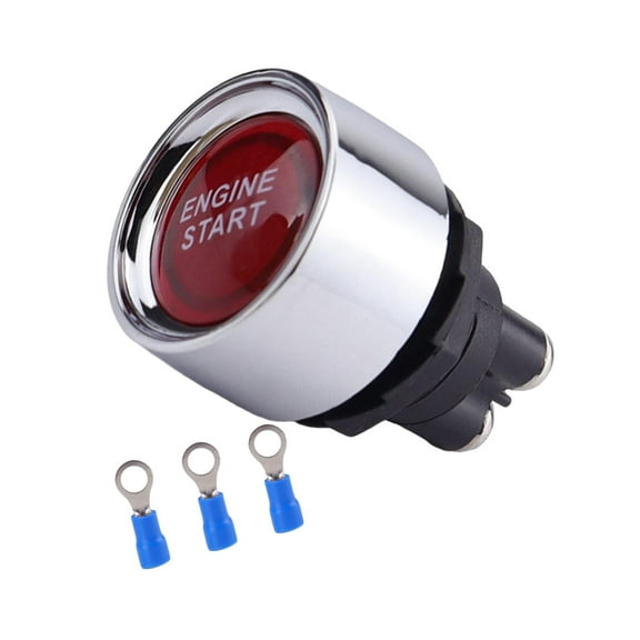Zxpjkyu Push Button Starter Switch 50A 12V LED Light Weatherproof Momentary Start Switch red