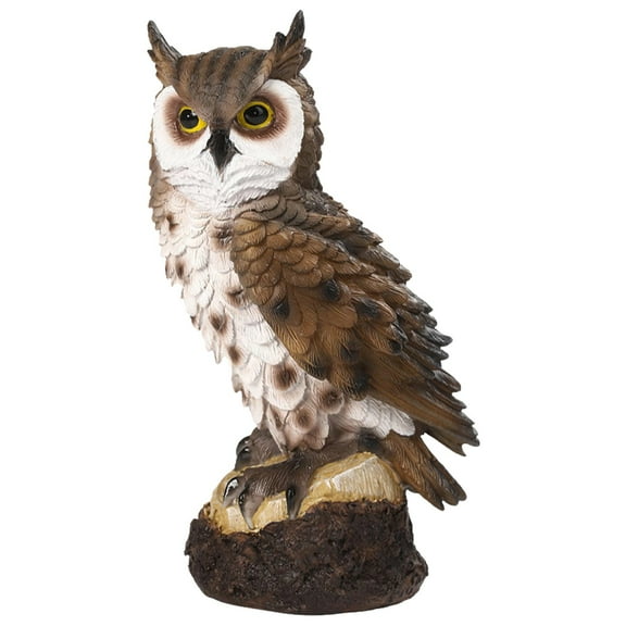 Zxpjkyu Realistic Horned Owl Decoy Bird Scarecrow for Yard Garden Statues Ornament Brown Type 1 Brown
