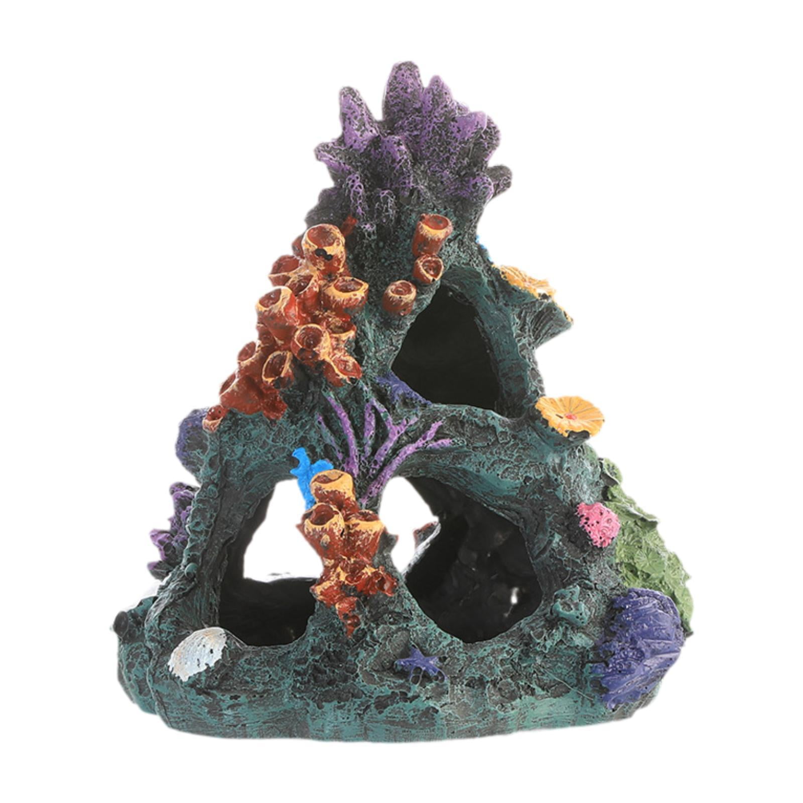 Zxpjkyu Resin Aquarium Coral Cave Fish Hiding Cave Hideaway Landscape Decor Resin Coral