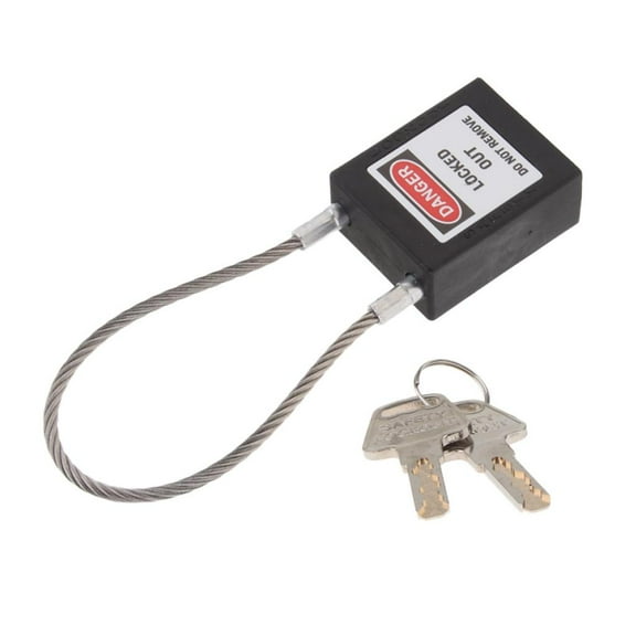 Zxpjkyu Safety Locking Padlock Cable Lock With Main Point, Key And Label, High Security, Black
