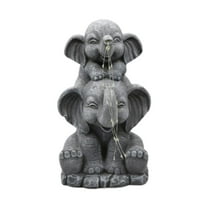 Zxpjkyu Solar Outdoor Elephant Statue Garden Decor Ornament Outside Garden Sculpture for Mother and Child