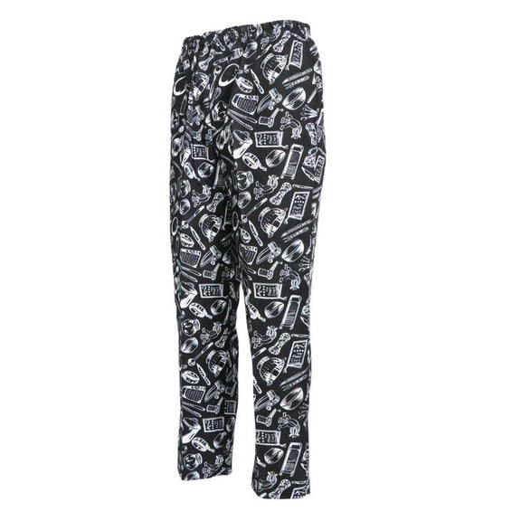 Zxpjkyu Unisex Chef Pants Hotel Restaurant Uniform Chef Pants Trousers Cutlery Print TypeJ Cutlery Print
