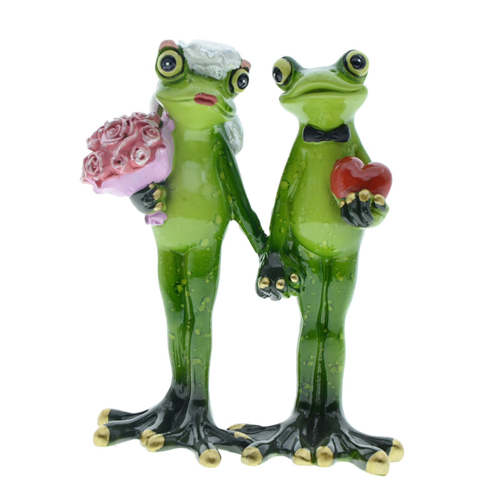 Zxpjkyu Wedding Frog Garden Statue Animal Sculpture Resin Figurines Decoration Gift Yard