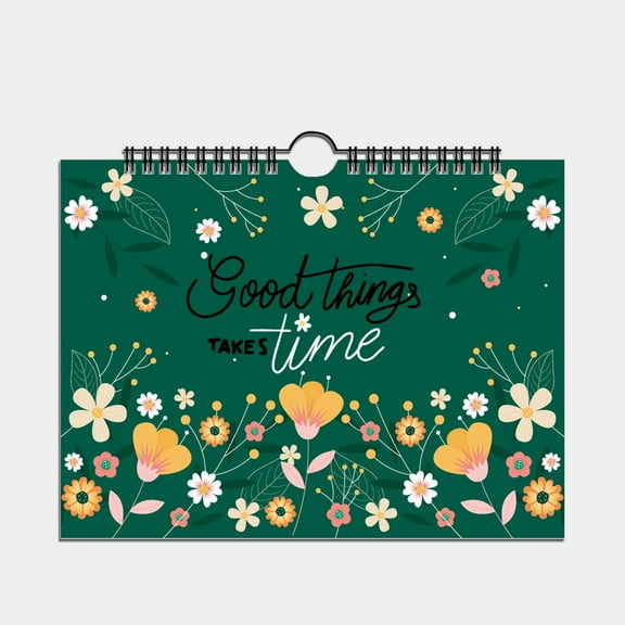 Zxsyw Border Flower Theme Notepad, Inspirational Planner, Daily Organizer & Self-Discipline Record Book - Goal Setting & Time Management for 12 Months