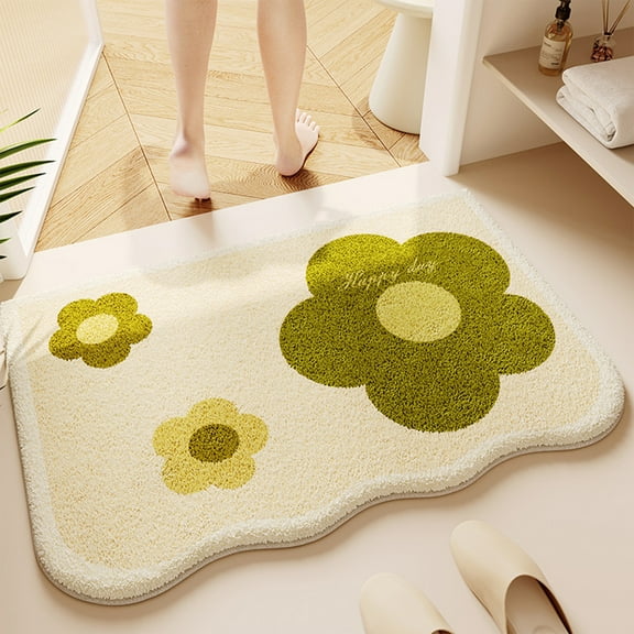 Zxsyw Creamy Style Imitation Sheep's Wool Bath Mat, Water Absorbent Non-Slip Entrance Mat for Bathroom, Plush Rug for Home Shower and Bathroom Use