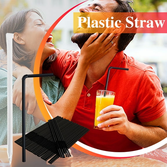 Zxsyw Disposable Milk Tea Straws, Plastic Drinking Straws, Reusable Bent Straws for DIY Cocktails & Beverages