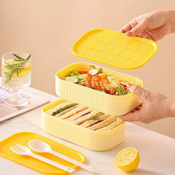 Zxsyw Double Layer Compartment Lunch Box No Need to Open The Lid Portable Lunch Box for office Workers