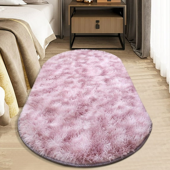 Zxsyw Oval Silk Carpet Bed Blanket for Kids, Washable Window Mat, Lovely Girl Room Décor, Living Room Coffee Table Cover, Full Size Soft Blanket