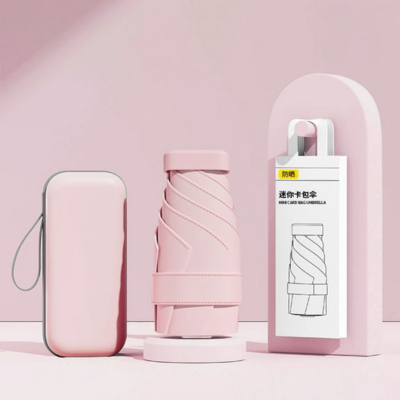 Zxsyw Portable Sun Umbrella for Women, Mini Compact Rain Umbrella, Small Card Pocket Umbrella for Travel and Outdoor Use