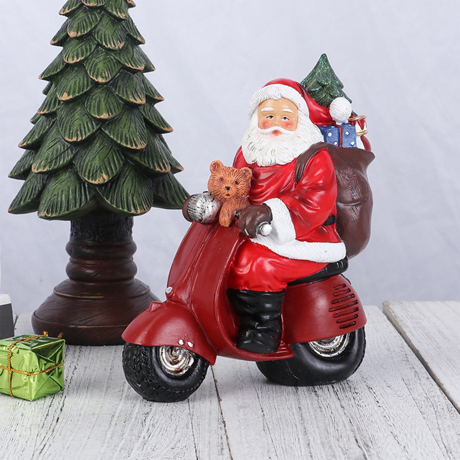 Zxsyw Santa Claus Ornaments for Desk, Unique Resin Motorcycle