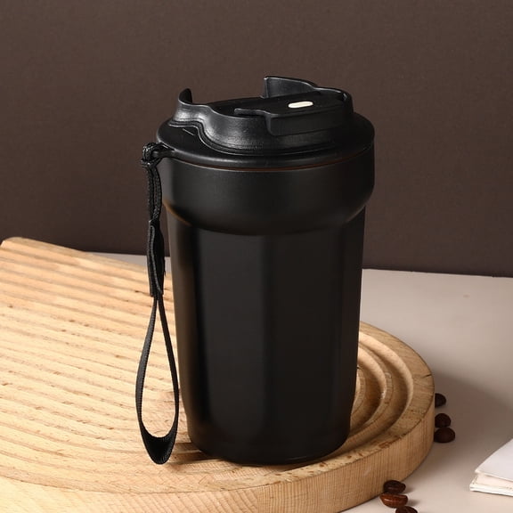 Zxsyw Stainless Steel Coffee Mugs, Insulated Double Wall Travel Mugs with Leak Proof Lid, Portable Lanyard Design for Hot and Cold Beverages
