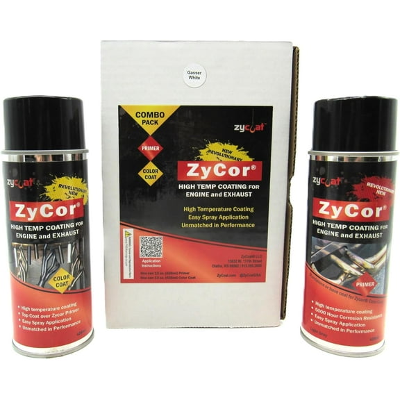 ZyCoat ZyCor 38012 DIY High Temperature Aerosol Coating - Gasser White/Primer Combo, 13 Ounce
