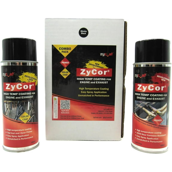 ZyCoat ZyCor 39012 DIY High Temperature Aerosol Coating - Bitchin Black/Primer Combo, 13 Ounce