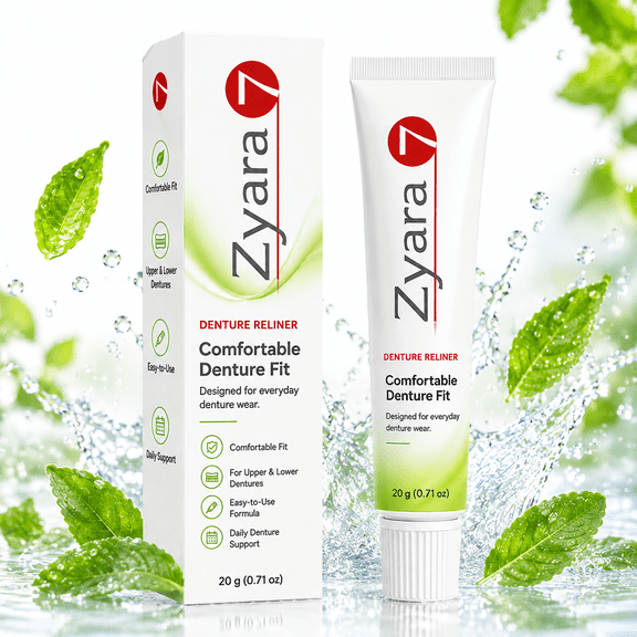 Zyara Dental Reliner for Dentures, Denture Reliner Cream for Upper & Lower Dentures, Fills Gaps Between Gums & Denture Plate, 20g Pack