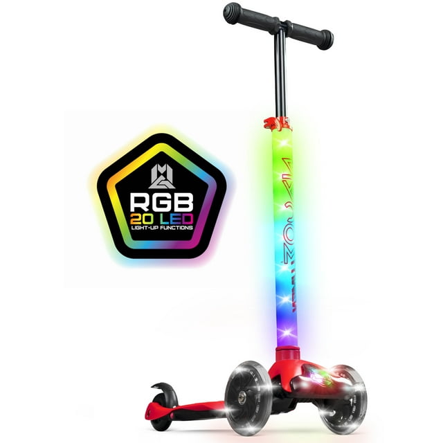 Zipper 3 Wheeled Lumen LED Lightup Kids Scooter Adjustable