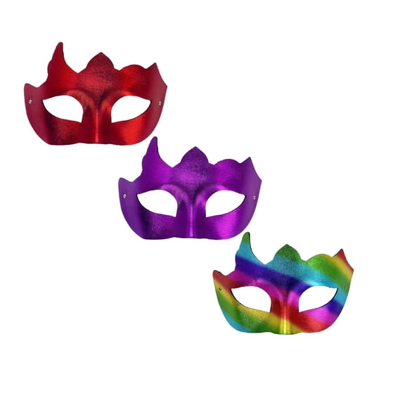 Zydvens 3 Pcs Set Metallic Halloween Mask for Adults - Crown Half Face Mask Halloween Costume Masquerade Party Outfit - Pack of 3 Glittery face mask halloween Colors