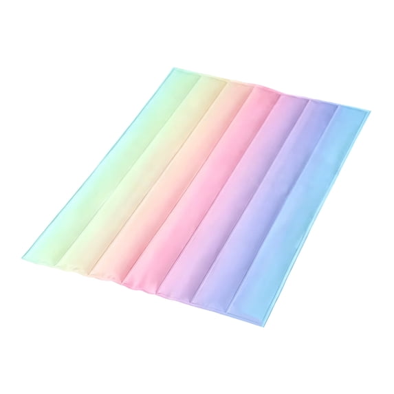 Zydvens Cute Rainbow Dog Cooling Mat - Channeled Padded Pastel Ombre Pet Bed - Breathable Quilted Summer Mattress Cushion with Assorted Patterns for Indoor Floor Crate Sofa Car Use