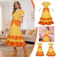 thumbnail image 1 of Zydvens G*irls Halloween Princess Cosplay Costume - Yellow Puff Sleeve Halloween Cosplay Dress Up Set with Crown Gloves and Earrings - Retro Video Game Character Outfit（Adult）, 1 of 9