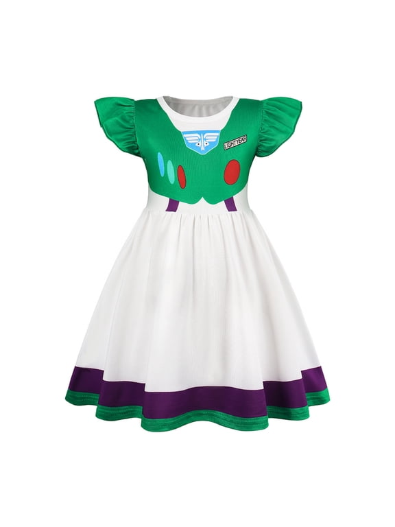 G*irls Space Ranger Costume Dress - Galaxy Hero Inspired Flutter Sleeve Dress Movie Character Birthday Outfit Halloween Cosplay Party Dresses