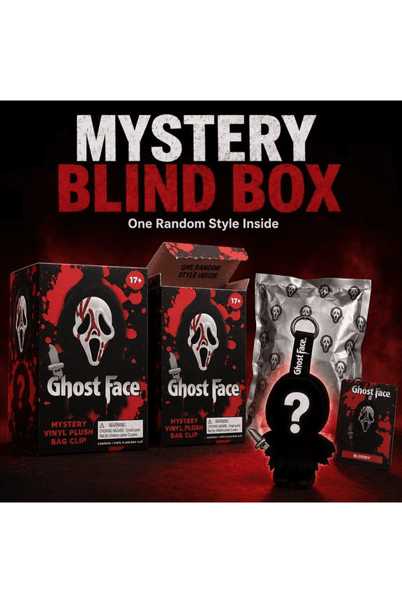 Ghost Face Vinyl Plush Keychain - Random Mystery Box Horror Mask Plushie Bag Clip Pendant Halloween Stocking Stuffer Gift for Backpack & Halloween Party Favor