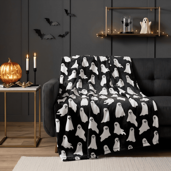 Zydvens Halloween Lounge Flannel Throw Blanket 60x70 Inch - Assorted Spooky Whimsical Classic Patterns Super Soft Plush Microfiber Fleece Cozy Couch Cover for Holiday Surprise Gift