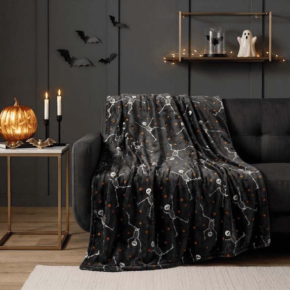 Zydvens Halloween Lounge Flannel Throw Blanket 60x70 Inch - Assorted Spooky Whimsical Classic Patterns Super Soft Plush Microfiber Fleece Cozy Couch Cover for Holiday Surprise Gift