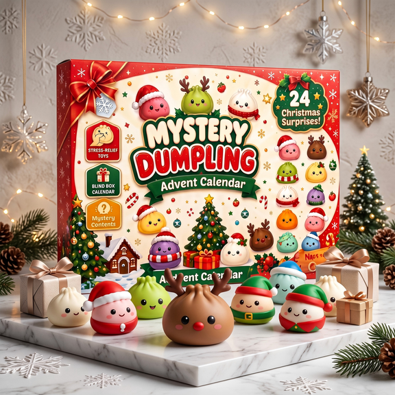 Mystery Dumpling Advent Calendar 2026 - 24 Days Christmas Countdown Blind Box Kawaii Squishy Dumpling Toys Sensory Fidget Gifts & Christmas Stocking Stuffers