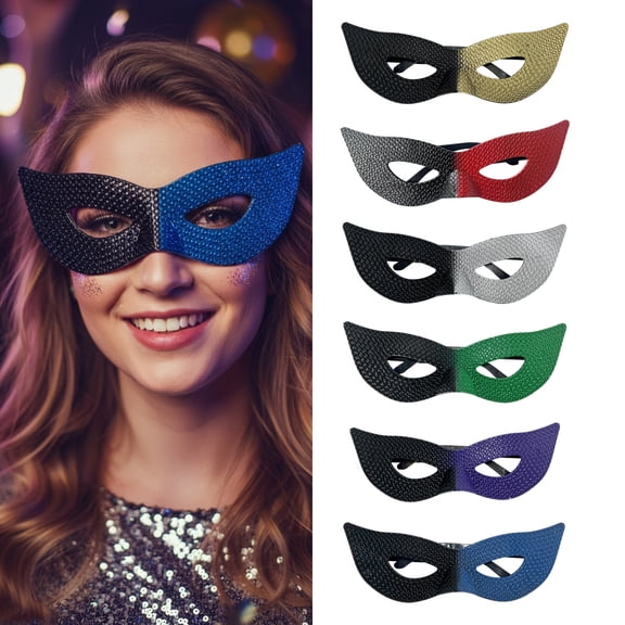 Zydvens Sequin Halloween Mask for Adults - Split Two Tone Half Face Mask Halloween Costume Masquerade Party Outfit - 1 Pk Glitter Face Mask halloween Choices