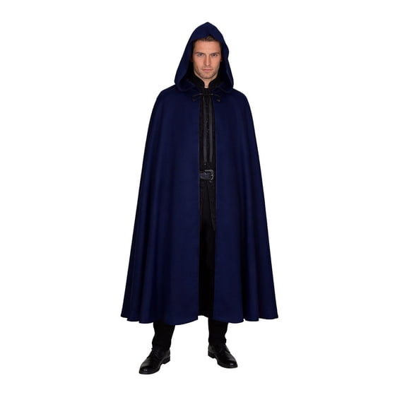 Zydvens Vampire Men's Hooded Cloak Cosplay Costume for Halloween - Adult Medieval Cape - Gothic Wizard Renaissance Costume Full Length Robe