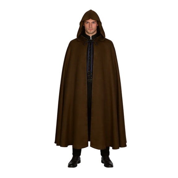 Zydvens Vampire Men's Hooded Cloak Cosplay Costume for Halloween - Adult Medieval Cape - Gothic Wizard Renaissance Costume Full Length Robe