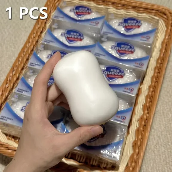 Zydvens White Soap-Shaped Sensory Squeeze Ball - Sand-Filled Crunchy Fidget Statue - Aesthetic Desk Display Accessory for Adult Gamer Setups