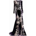 thumbnail image 1 of Zydvens Women Gothic Skeleton Maxi Dress Costume - Vintage Bone Floral Print Long Sleeve Evening Gown Elegant Halloween Costume Party Floor Length Ball Dress for Halloween Party, 1 of 6