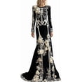 thumbnail image 1 of Zydvens Women Gothic Skeleton Maxi Dress Costume - Vintage Bone Floral Print Long Sleeve Evening Gown Elegant Halloween Costume Party Floor Length Ball Dress for Halloween Party, 1 of 6