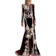 thumbnail image 1 of Zydvens Women Gothic Skeleton Maxi Dress Costume - Vintage Bone Floral Print Long Sleeve Evening Gown Elegant Halloween Costume Party Floor Length Ball Dress for Halloween Party, 1 of 6