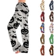 thumbnail image 1 of Zydvens Women Halloween Pajama Pants Wide Leg Lounge Wear with Pockets Soft Elastic Waist Drawstring Sleepwear Bottoms Knit Pumpkin Bat Print Costume Cosplay Party S-3XL, 1 of 1