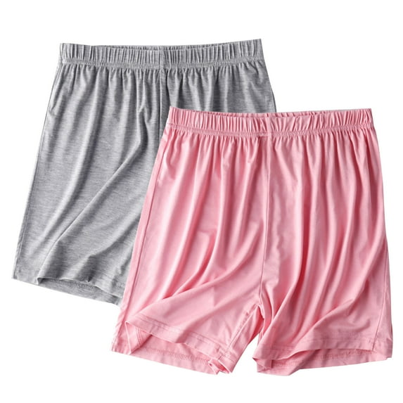 ZyeKqe 2 PC Women's Plus Size Pajama Shorts Soft Comfy Lounge Shorts Straight Wide Leg Sleep Shorts Solid Color Pjs Shorts