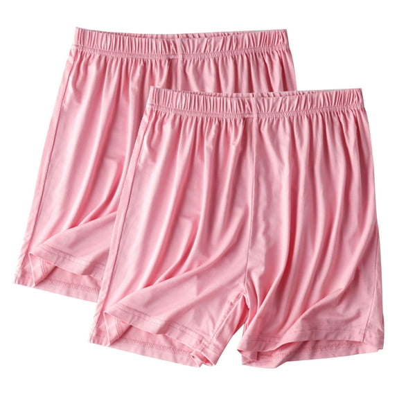 ZyeKqe 2 PC Women's Plus Size Pajama Shorts Soft Comfy Lounge Shorts Straight Wide Leg Sleep Shorts Solid Color Pjs Shorts
