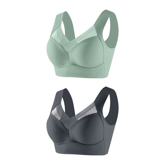 ZyeKqe 2 Pack Plus Size Womens Sport Bras Full Coverage Wireless Seamless Padded Lifting Push up Bras