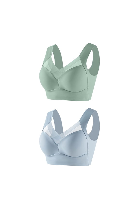 2 Pack Plus Size Womens Sport Bras Full Coverage Wireless Seamless Padded Lifting Push up Bras