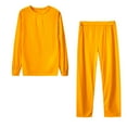 thumbnail image 1 of ZyeKqe 2 Piece Pajamas Outfits for Women Long Sleeve Tops with Pants Solid Color Basic Sleepwear Sets, 1 of 7